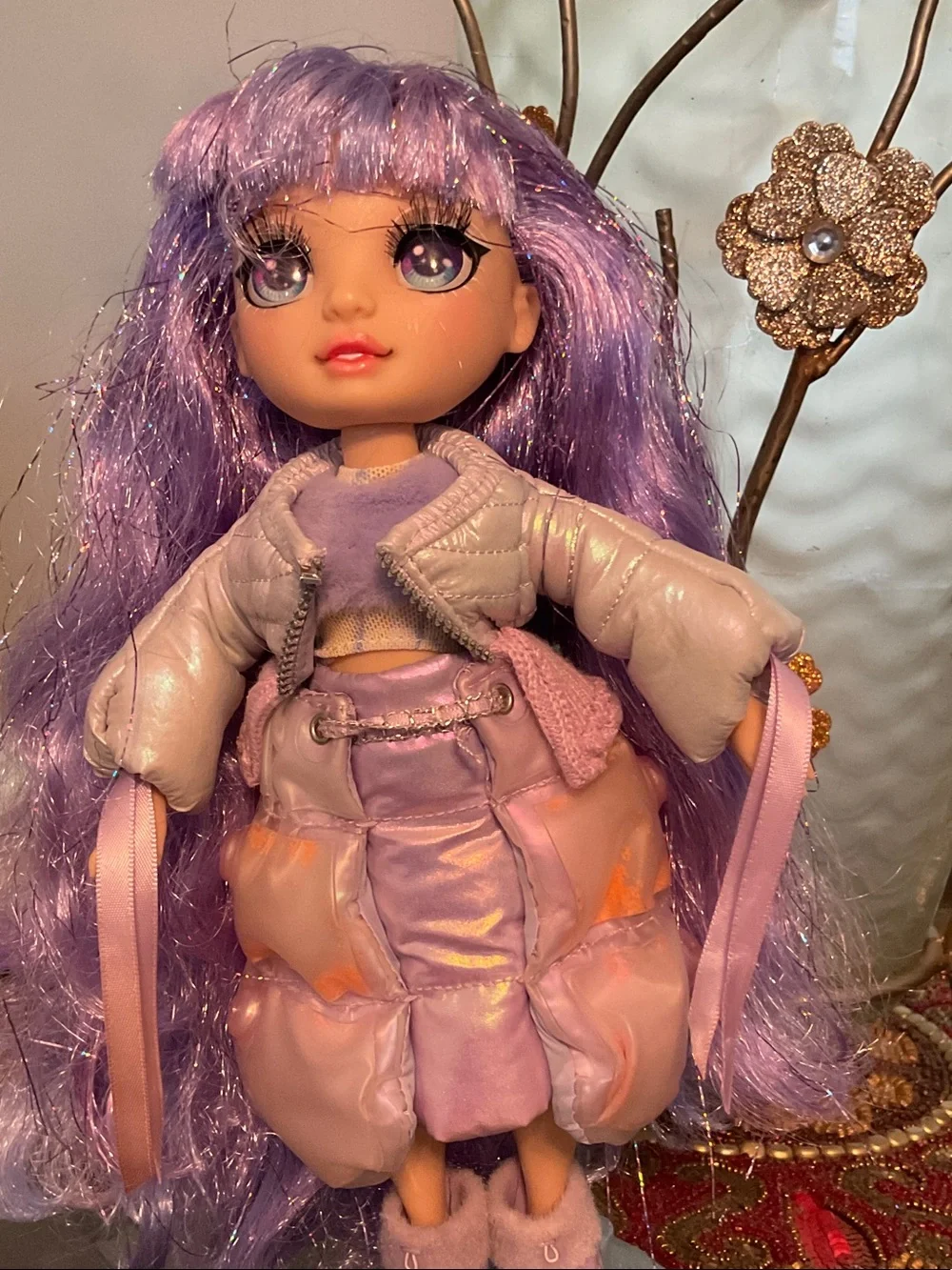 Rainbow Purple Hair Fashion Doll in Lavender Outfit